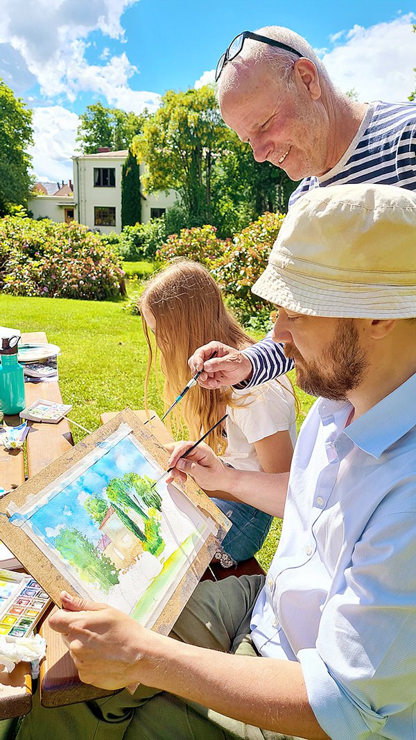 Tayeb med akvarellkurs i stadsparken